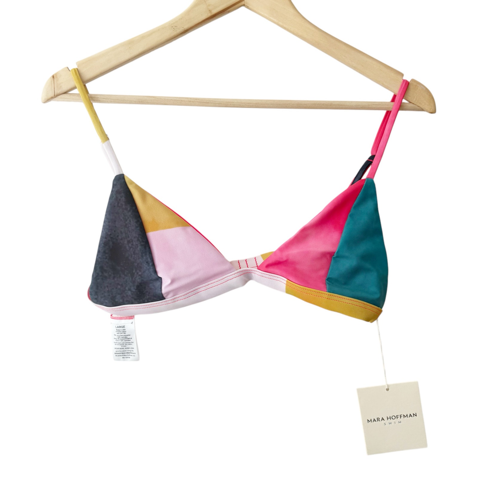 Mara Hoffman Astrid Multicolor Upf 50 Triangle Bikini Swimsuit Top Size Small